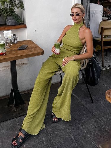 Ensemble deux pièces vert : haut sans manches dos nu et pantalon - milanoo.com - Modalova