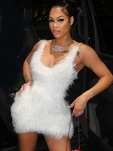 Robe de soirée blanche en polyester sans manches à bretelles et col montant - milanoo.com - Modalova