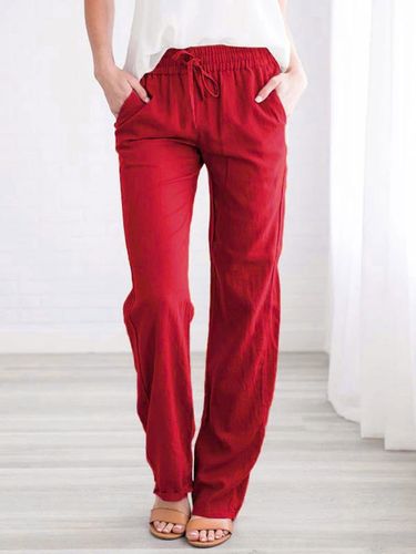 Pantalons Longs Coupe Cintrée à Lacets avec Poches Unicolore - milanoo.com - Modalova