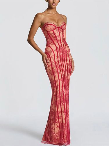 Robe moulante maxi en dentelle sans manches dos nu et bustier couleur sexy idéale pour une soirée en amoureux - milanoo.com - Modalova