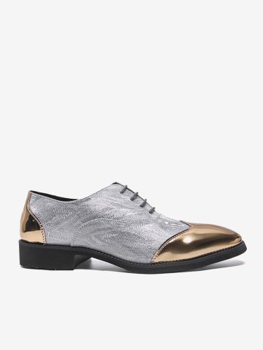 Chaussures habillées doréess bout rond patchwork lacets chaussures décontractées - milanoo.com - Modalova