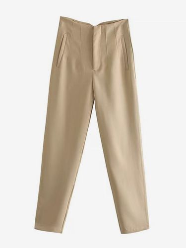 Pantalon kaki taille haute - milanoo.com - Modalova