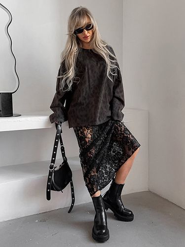 Jupe taille haute en dentelle transparente ajourée - milanoo.com - Modalova
