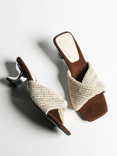 Sandales blanches à petits talons mules à nœud bout ouvert sans talon - milanoo.com - Modalova