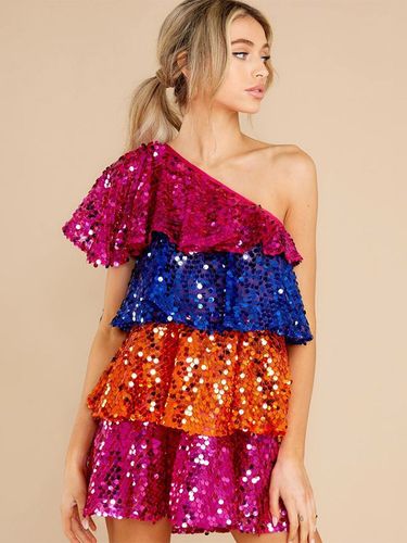 Robe de soirée rose à sequins sans manches moulante et sexy - milanoo.com - Modalova