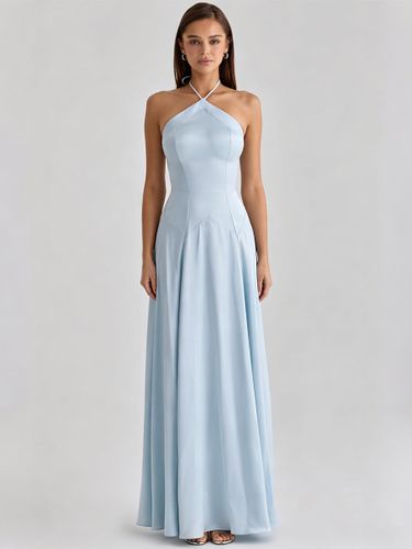 Robe de soirée longue à strass dos nu satin fluide et sexy style semi-formel - milanoo.com - Modalova
