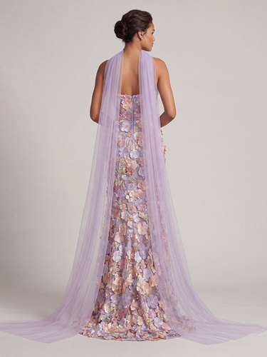 Robe de soirée longue trapèze brodée de fleurs - milanoo.com - Modalova