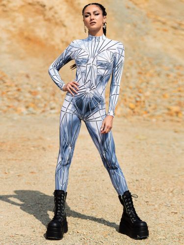 Combinaison néon déguisement impression numérique 3D combinaison phosphorescente UV style Zentai costume de cosplay d'Halloween en polyester - milanoo.com - Modalova