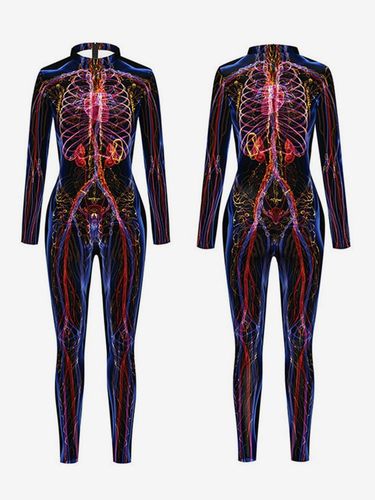Combinaison néon déguisement impression numérique 3D combinaison phosphorescente UV style Zentai costume de cosplay d'Halloween en polyester - milanoo.com - Modalova