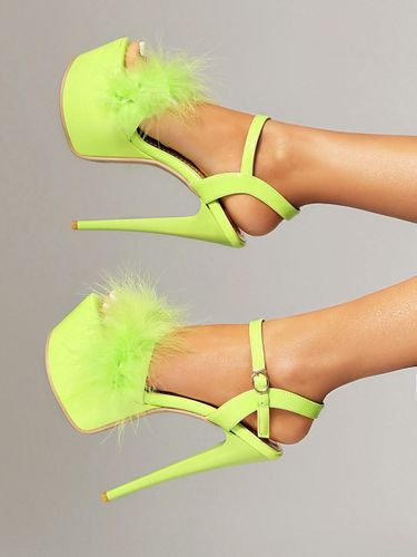 Sandales sexy à talons hauts vert prairie pailleté bout ouvert - milanoo.com - Modalova