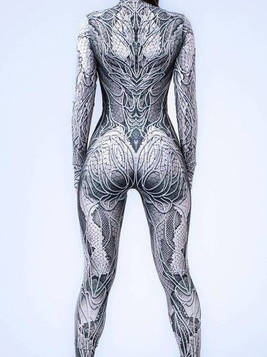 Combinaison néon déguisement impression numérique 3D combinaison phosphorescente UV style Zentai costume de cosplay d'Halloween en polyester - milanoo.com - Modalova