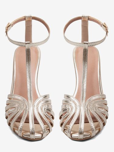 Sandales dorées à talons hauts bout rond style T chaussures de soirée - milanoo.com - Modalova