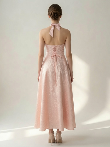 Robe mi-longue à fleurs pâle col licou coupe trapèze style vintage 2026 - milanoo.com - Modalova
