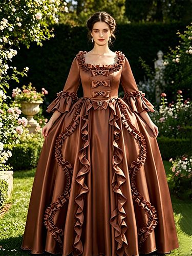 Robe de bal masqué rose rétro à volants style Marie-Antoinette en polyester - milanoo.com - Modalova