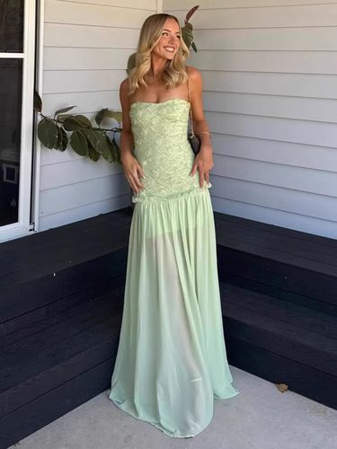 Robe de soirée maxi fleurie sans manches bustier sexy vert pastel - milanoo.com - Modalova