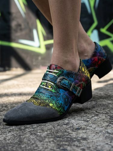 Chaussures de soirées bout rond imprimées avec boucle - milanoo.com - Modalova