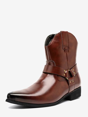 Bottines noires bout pointu fermeture éclair et boucle - milanoo.com - Modalova