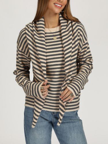 Pull-over ample à manches longues et col rond épaules tombantes rayé uni oversize en maille - milanoo.com - Modalova