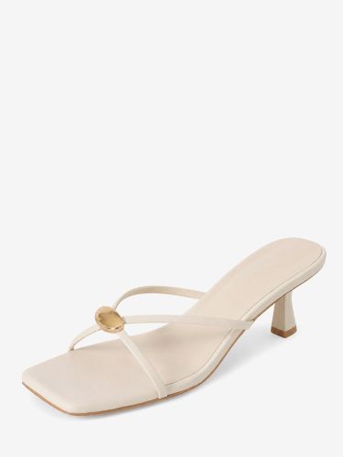 Sandales à petits talons mules bout ouvert détails métalliques - milanoo.com - Modalova