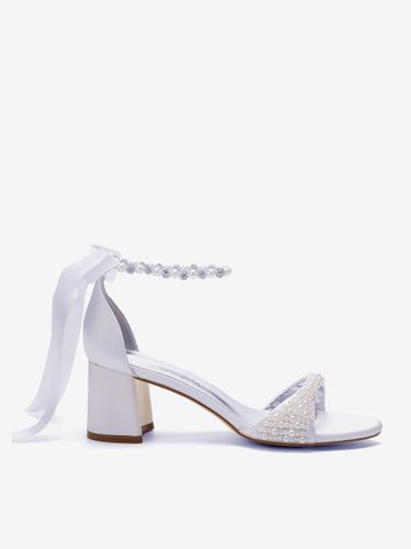 Chaussures de mariée à talon bloc bout ouvert perles strass bride cheville - milanoo.com - Modalova