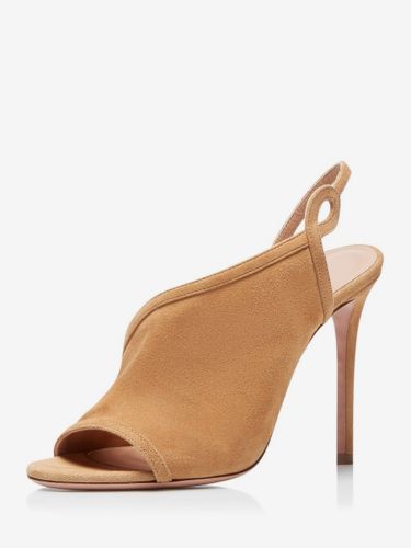 Sandales à talons hauts en daim bout ouvert talon aiguille - milanoo.com - Modalova