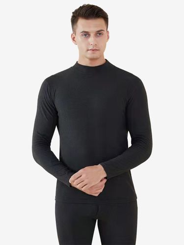 Ensemble de sous-vêtements col montant doublé polaire coupe ajustée chaud composé d'un haut et d'un bas - milanoo.com - Modalova