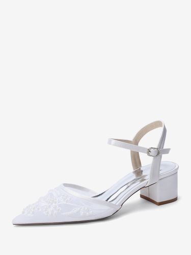 Chaussures de mariée en satin à bout pointu et talon compensé - milanoo.com - Modalova