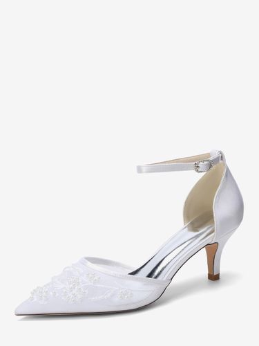 Chaussures de mariée à petits talons bout pointu et bride cheville perlée - milanoo.com - Modalova