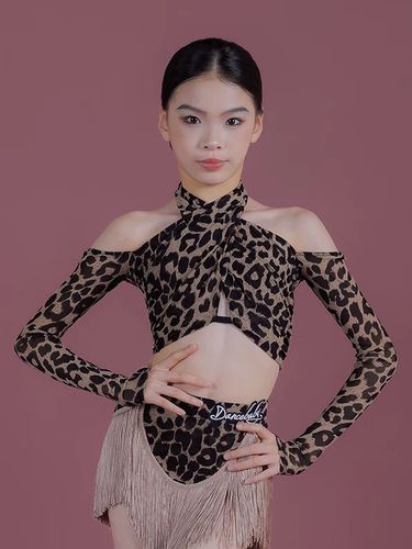 Ensemble de costumes de danse latine pour fille : jupe à franges en polyester haut à manches longues - milanoo.com - Modalova