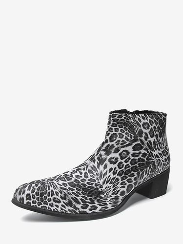 Bottines à talon épais et bout rond style léopard - milanoo.com - Modalova
