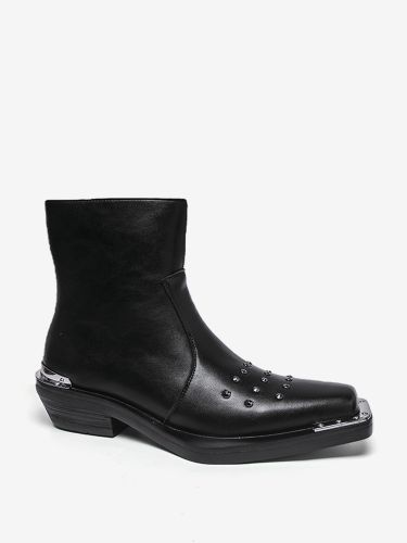 Bottines à bout carré et talon compensé cloutés - milanoo.com - Modalova