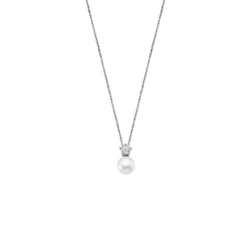 Collier PEARLSLP1800-1-1 - Collier Perle Blanche et Zircon - Lotus Silver - Modalova