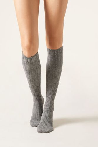 Long Ribbed Wool and Cashmere Socks Woman Size TU - Calzedonia - Modalova