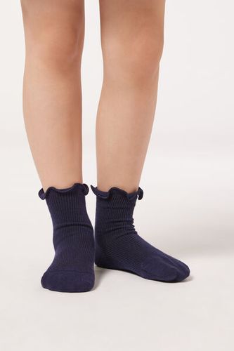 Girls’ Ribbed Short Socks Unisex Blue Size 29-32 - Calzedonia - Modalova
