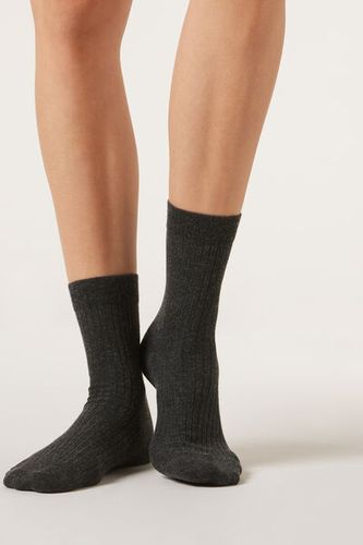Cashmere Blend Short Socks Woman Grey Size 39-41 - Calzedonia - Modalova
