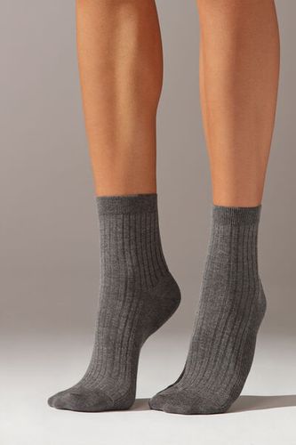 Cashmere Blend Short Socks Woman Grey Size 36-38 - Calzedonia - Modalova