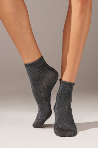 Short Socks with Glitter Woman Grey Size TU - Calzedonia - Modalova