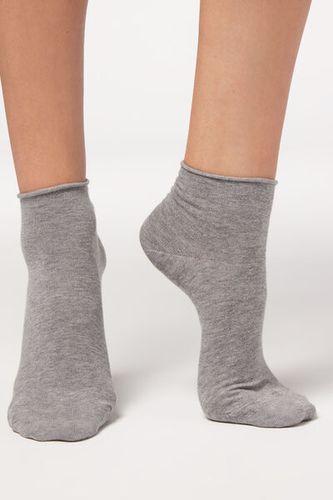 Cuffless Short Socks in Cotton Woman Grey Size 39-41 - Calzedonia - Modalova