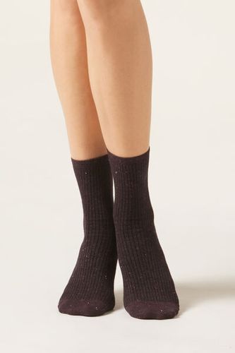 Cashmere Short Socks with Glitter Woman Burgundy Size TU - Calzedonia - Modalova