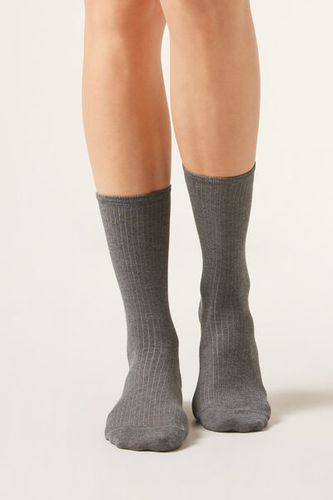 Ribbed Short Socks Woman Dark Grey Size TU - Calzedonia - Modalova