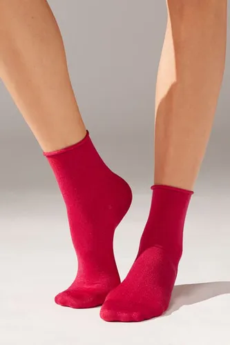 Soft Cuff Short Socks with Glitter Woman Black Size TU - Calzedonia - Modalova