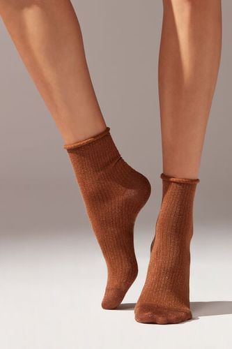 Ribbed Short Socks with Glitter Woman Size TU - Calzedonia - Modalova