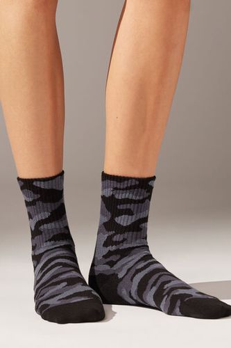 Camouflage Motif Short Sport Socks Woman Black Size TU - Calzedonia - Modalova
