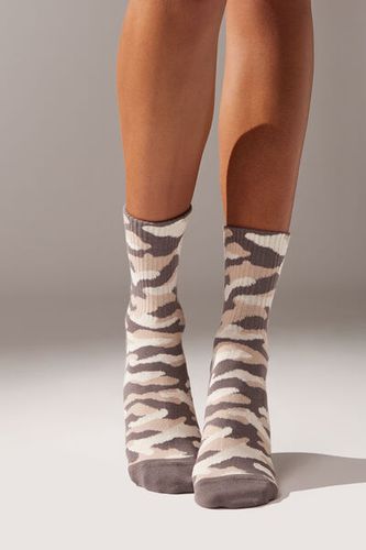 Camouflage Motif Short Sport Socks Woman Print Size TU - Calzedonia - Modalova