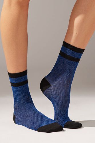 Striped Short Socks with Glitter Woman Black Size TU - Calzedonia - Modalova