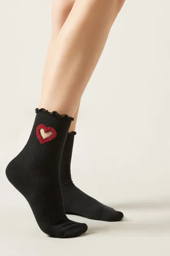 Cut Out Heart Socks Woman Black Size TU - Calzedonia - Modalova