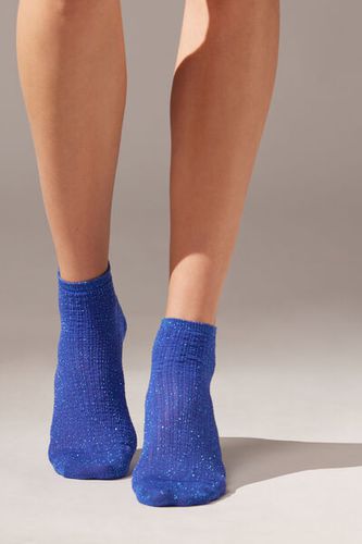 Iridescent Fretwork Short Socks Woman Blue Size TU - Calzedonia - Modalova