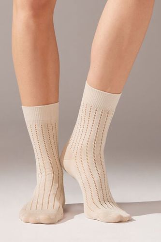 Ribbed Fretwork Short Socks Woman Nude Size TU - Calzedonia - Modalova