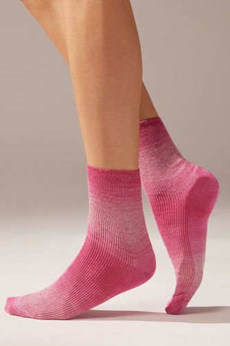 Glitter Dégradé Striped Short Socks Woman Pink Size TU - Calzedonia - Modalova