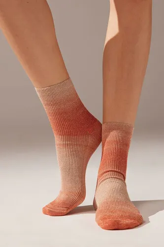 Glitter Dégradé Striped Short Socks Woman Orange Size TU - Calzedonia - Modalova